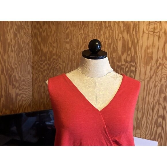 Anthropologie Deletta Red Sleeveless Top Women’s Size S Tiered V-Neck Stretch - Picture 3 of 10
